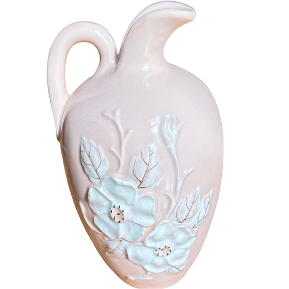 HULL ART POTTERY R-11-7-I Dogwood 7” Pink Pitcher with white flowers - Picture 2 of 5